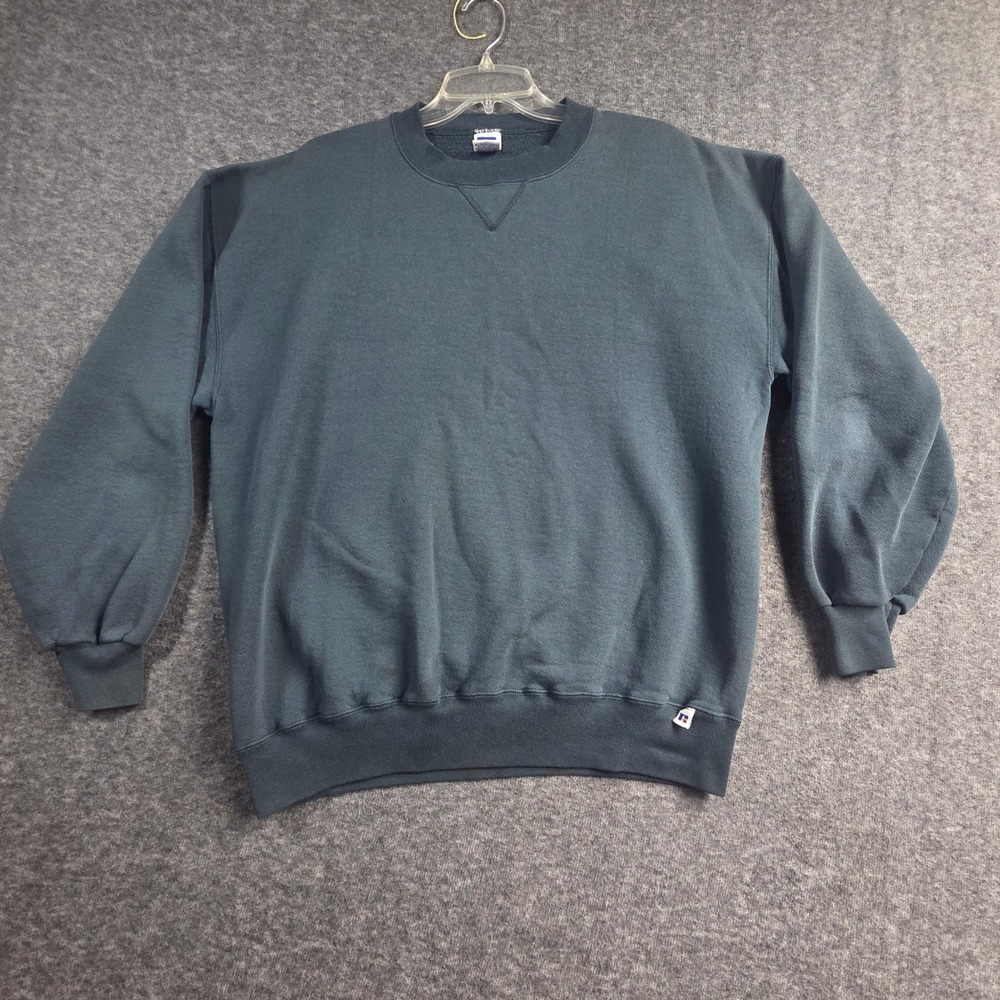 Vintage Russell Athletic Sweatshirt Men XL Green Blank Crewneck Made in USA